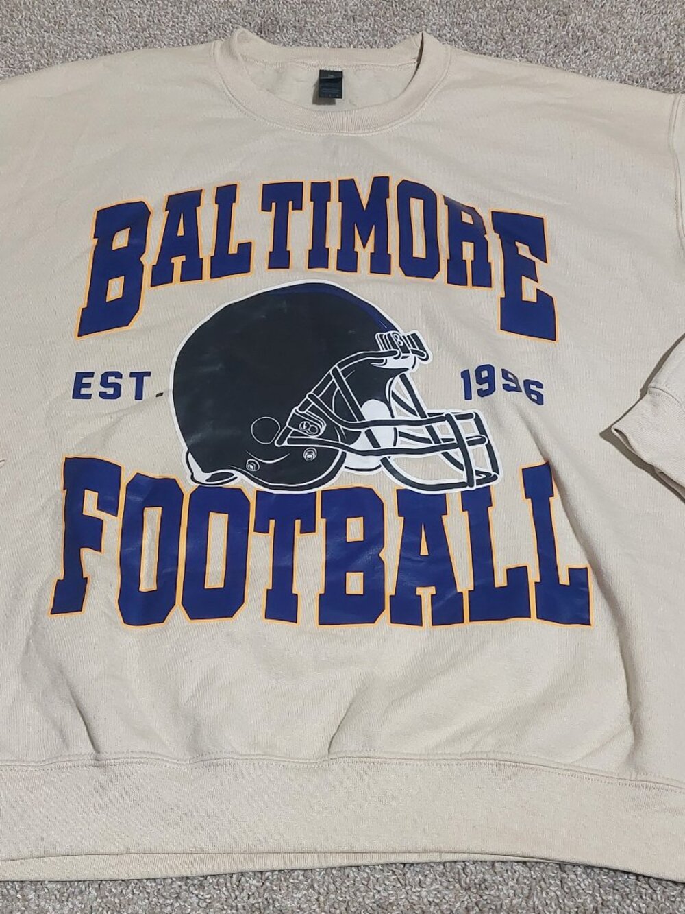 Vintage Baltimore Ravens Crewneck Sweatshirt Sand Cream Gildan blank size L